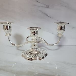 Vintage Silverplate Triple Twisted Candlestick Holder Candelabra